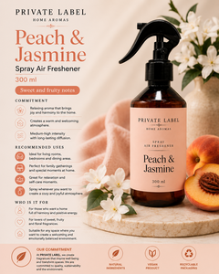 Spray Désodorisant Pêche & Jasmin Marque Blanche 300ml OEM |   Spray d'ambiance pour la maison |   Espagne UE - Product Image 3