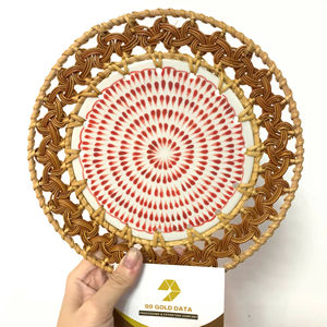 Sous-plat rond en rotin fait à la main, mosaïque de nacre, vente en gros directe d'usine, logo personnalisé, Vietnam, pour table de mariage - Product Image 1