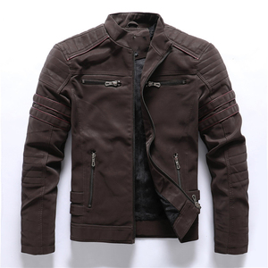 Nuevo precio barato de cuero de vaca para hombre, chaqueta de cuero PU para hombre, abrigo de cuero con múltiples bolsillos cálido de lana Vintage, prendas de vestir, chaquetas - Product Image 1