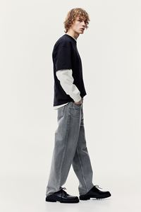 Pantalones vaqueros grises de mezclilla de algodón 100% de primera calidad para hombre, pantalones holgados rectos de estilo Vintage lavados a la piedra para la comodidad de invierno todos los días - Product Image 5