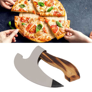 Venta al por mayor industrial personalizado de alta calidad OEM ODM Servicio Ligero mango de madera de acero inoxidable hacha para pizza precio barato - Product Image 6
