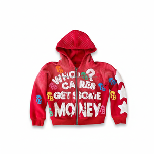 Sudadera con capucha unisex personalizable con cremallera, diseño de última generación, borlas y distintivos, bordado 3D desgastado con efecto descolorido por el sol, estilo oversize, cortavientos, fabricada en Pakistán. - Product Image 4