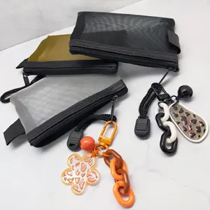 New Arrival Nylon Mesh Zipper Bag with Keychain