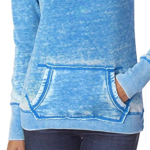 Venta al por mayor de moda vintage lavado con ácido Sudadera con capucha personalizado de color sólido y patrón 100% algodón personalizado ropa de calle con capucha para las mujeres - Product Image 5