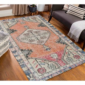 Alfombra Turca Floral Naranja: Alfombra Decorativa con Estampado Antiguo Desgastado, Alfombra de Chenilla - Product Image 3