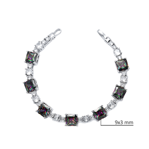 Mystic Topaz CZ piedra brillante piedra plata tenis pulsera venta al por mayor hecho a mano 925 joyería de plata esterlina - Product Image 3