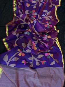 RESHOM MOSLIN HECHO A MANO JAMDANI SAREE Ecológico Ligero Vestido Tejido de Secado Rápido para Niñas para Bodas - Product Image 5