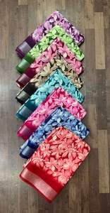 Sari en lin pur de qualité supérieure 100% lin pur avec un tissage artisanal élégant, respirant, léger, sari en lin pur de luxe pour l'été - Product Image 5