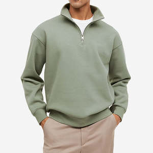 Sweat-shirt à capuche mi-zippé brodé pour homme, 100% coton, haute qualité, sport, hiver - Product Image 1