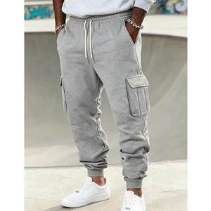 <b>Lounge</b> & Athletic Sweatpants with Multiple Pockets for Training <b>Light</b> Gray Casual Cargo Pants Stretch Workout Joggers Drawstring - Product Image 3