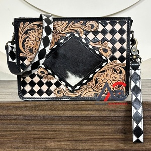 กระเป๋าหนังแท้คุณภาพสูง งานแฮนด์เมด ลายตาราง สไตล์ตะวันตก ทรงสี่เหลี่ยม สะพายไหล่หรือคล้องมือ - Product Image 1