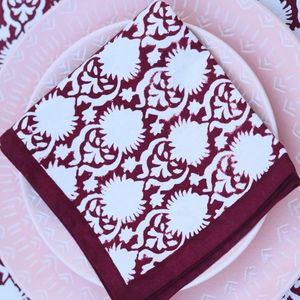 100% Cotton Cloth Dinner Napkins Hostess Gift for Minimalist <b>Kitchen</b> Decor Different Floral Hand Block Napkins - Product Image 1