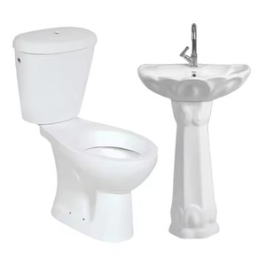 Céramique 2 pièces toilette sanitaire salle de bain montage au sol traditionnel en céramique pas cher 2 pièces toilette et lavabo ensemble prix Dubaï - Product Image 6