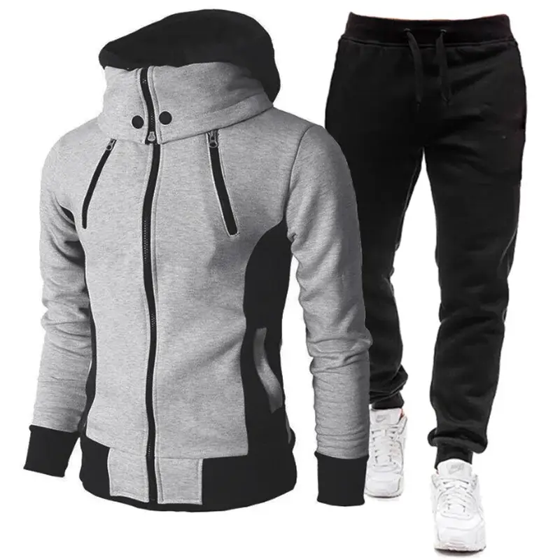 Mùa Thu Mùa Đông Người Đàn Ông Của Tracksuit Phù Hợp Với Người Đàn Ông Dây Kéo Áo Khoác + Quần 2 Mảnh Thiết Lập Giản Dị Phòng Tập Thể Dục Tập Thể Dục Chạy Bộ Thể Thao