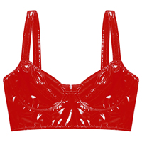 Vente en gros de soutien-gorge en cuir verni sexy de grande taille pour femmes de couleur unie personnalisée robe de nuit courte décoration en dentelle logo respirant à l'avant