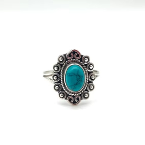 Bijoux pour femmes Bague style bohème argent Bijoux en argent sterling 925 Turquoise Gemstone Tendance Bague faite à la main Cadeau pour l'amour - Product Image 1