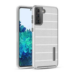 Funda de Metal con Textura Cepillada para Samsung Galaxy S21 de 6.3 Pulgadas, Plateada (Empaque de Venta al Público) - Product Image 1