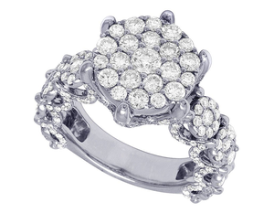 Bague cloutée en diamant classique en argent sterling 925 Design élégant et intemporel pour femme Bague parfaite pour un usage quotidien - Product Image 4