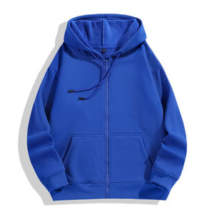 Sweat à capuche personnalisé 340gsm blanc polaire chaud avec fermeture éclair complète Sweat à capuche surdimensionné hiver unisexe pour hommes Polyester Sweat à capuche lourd pour hommes - Product Image 5