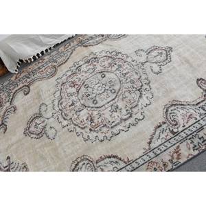 Tapis turc vintage 5.6x9,2 pieds Beige rose tissage plat laine Patchwork motif pour salon couloir décorations support en Latex - Product Image 5