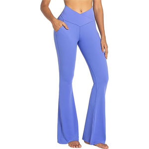Pantalon de yoga taille moyenne poches de contrôle du ventre pour vêtements de fitness leggings femme grande taille en fibre de coton/bambou du Pakistan - Product Image 2