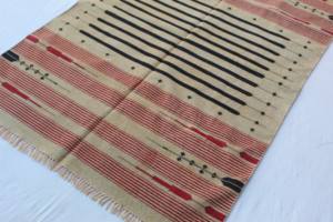 Coton tissé à la main 4x6 ft Dhurrie tapis indien Artisan fait Tressé Technique Géométrique Zig Zag Motif Plusieurs Couleurs Fabriqué - Product Image 3