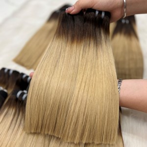 Venta al por mayor Extensiones de cabello humano virgen vietnamita Tejido recto estirado doble para mechones de cabello de materia prima de color degradado - Product Image 2
