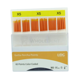 Puntas de Gutapercha UDG 60, Codificadas por Color, Tamaño X5, Material de Relleno Dental - Product Image 1