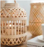 Produits faits à la main Lanternes en bambou naturel Bougeoirs en bois en osier Lampes à main