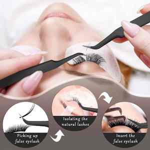 Pince à épiler d'extension de cils personnalisée professionnelle haute quantité pointes incurvées en acier inoxydable Type pointu Volume outil de beauté cils - Product Image 4