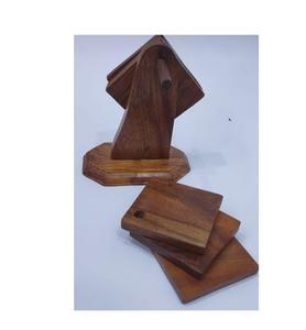 Juego de 6 posavasos de té con soporte de madera | Posavasos de té de cometa Sheesham con soporte | Mesa decorativa de comedor, té y café - Product Image 1