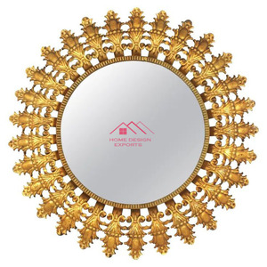 Espejo colgante montado en la pared decoración del hogar moderno hecho a mano moderno Color dorado vidrio redondo marco decorativo veneciano - Product Image 6