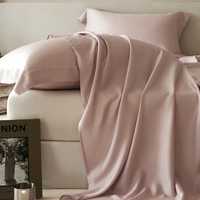 Vente en gros de draps de lit de luxe en lyocell personnalisés multi-tailles en fibre de bambou de couleur ensemble de literie d'hôtel à texture soie écologique