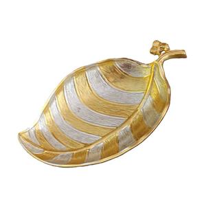 Produit à forte demande Fabricant de plats de service en aluminium à feuilles d'automne dorées de qualité supérieure et créative Vente en gros - Product Image 2