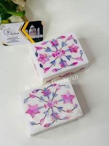 Handcrafted Natural Spot Marble <b>Storage</b> <b>Box</b> with Florals Pattern Rectangle Shape Customized Style - Product Image 5