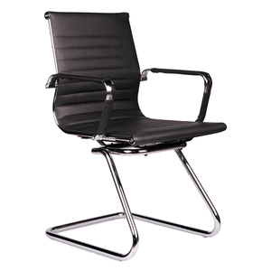 Chaise de bureau ergonomique contemporaine HOM1007-03 en cuir moderne, dossier mi-haut, base cantilever chromée, design relevable, mousse - Product Image 3