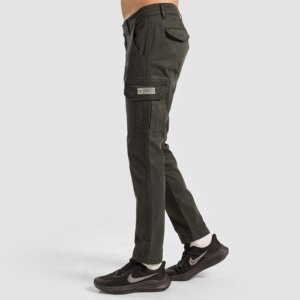 Pantalon cargo Essential Olive 100% coton, logo personnalisable, coupe droite, toile en velours côtelé, taille XL, fermetures éclair décoratives, coloré - Product Image 1