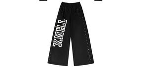 Pantalones de chándal de algodón oversize holgados con cintura invertida, logotipo personalizado, rayas laterales, bajo sin rematar y cordón ajustable - Product Image 4