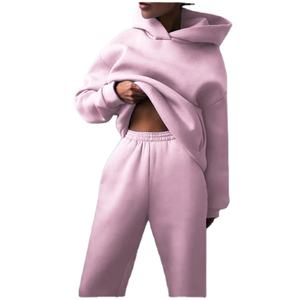 Nouvel ensemble survêtement femme : pantalon de jogging et sweat à capuche en polyester ou 100 % coton personnalisable 2026 - Product Image 6