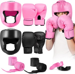 Ensemble complet d'équipement de boxe professionnel avec gants en cuir protecteur d'aine PVC meilleur protège-tête de karaté de boxe - Product Image 1
