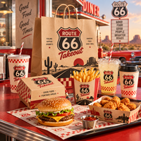 Ensemble d'emballages pour la restauration rapide personnalisés AT PACK avec logo, sacs en papier, boîtes, gobelets et fournitures à emporter pour les restaurants de hamburgers, les cafés