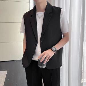 Gilet sans manches décontracté coupe ample d'hiver pour hommes en cuir solide - Product Image 4