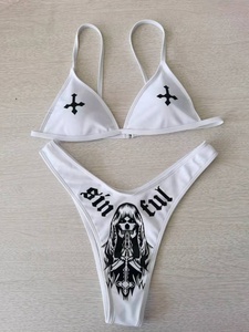 Manufacture 2023 New Swimwear Custom Logo Bikini Sexy Skull Triangle Strap <strong>Anime</strong> Pattern Custom Micro Mini Bikini Split <strong>Swimsuit</strong> - Product Image 5