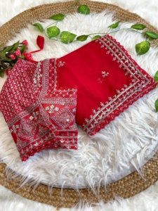 Sari de lino de estilo tradicional de diseñador, ropa de fiesta lista para usar para mujeres y niñas, tela importada con lentejuelas, trabajo para adultos - Product Image 5