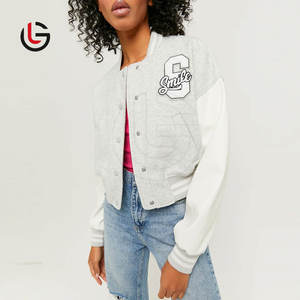 Chaqueta recortada con letras cortavientos para mujer más vendida estilo de punto relleno de algodón con forro de lana - Product Image 4