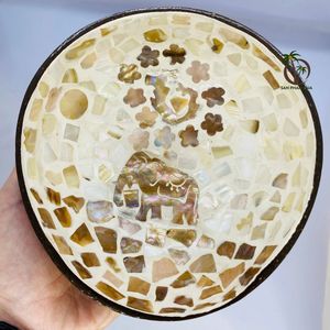 Bol en noix de coco, bol en laque colorée, artisanat en coque de noix de coco, artisanat fait à la main au Vietnam, bol laqué - Product Image 1