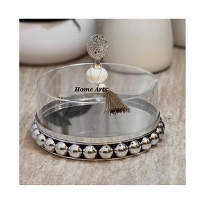 Restaurant Decorative Iron Base With Acrylic <b>Dome</b> Customized Size Round Shape Sweet Server With <b>Dome</b> From India - Product Image 5