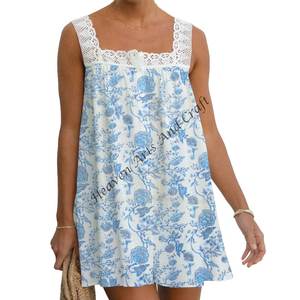 Top de Encaje con Estampado de Bloques 100% Algodón, Estilo Nuevo 2026, para Mujer, Top de Encaje a la Moda, Estilo Camiseta sin Mangas, Estilo Tanque - Product Image 5