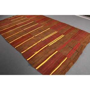Vintage Rug, 6.1x10.4 ft Large Rug, <b>Brown</b> Red Kilim <b>Wool</b> Rug - Product Image 1