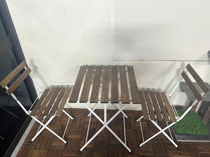 Kanhome Bestseller precio de fábrica de madera al aire libre 3 uds café <span class=keywords><strong>Bistro</strong></span> balcón conjunto plegable silla de jardín y juego de mesa de Vietnam - Product Image 6
